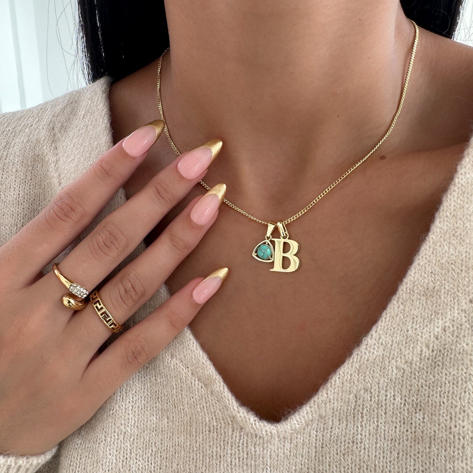 Initiaal & Geboortesteen Ketting